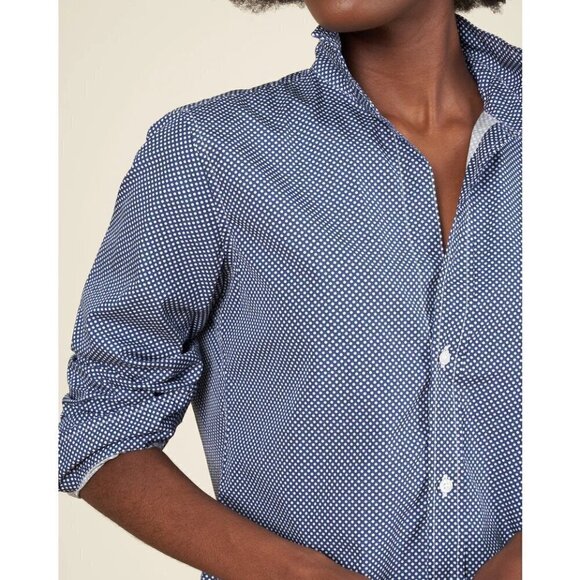 💕FRANK & EILEEN💕 Barry Woven Button Up Blouse - Navy Polka Dots Print Small - Picture 5 of 16